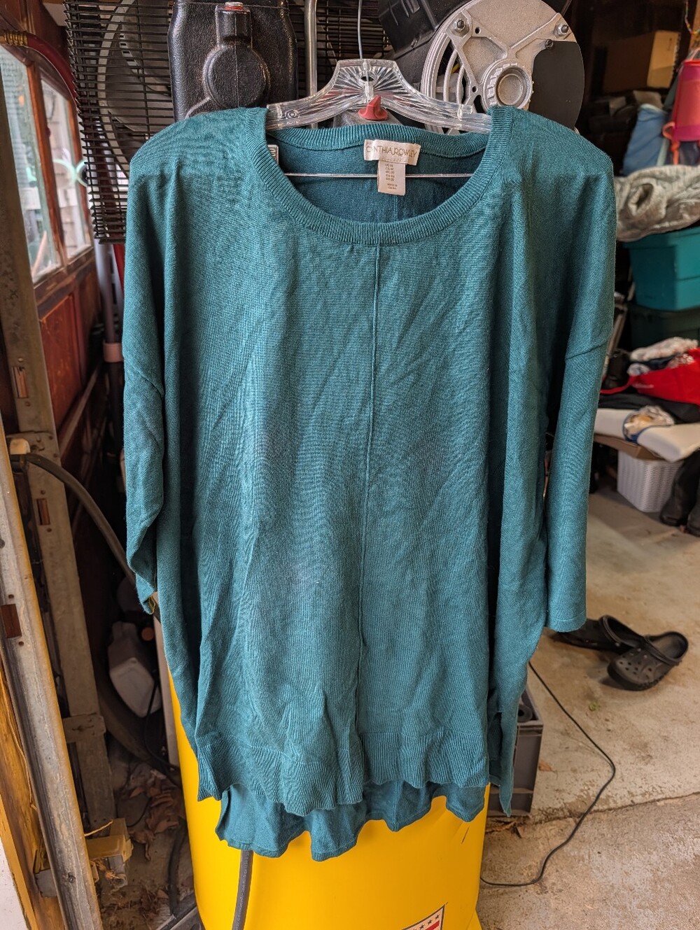 Cynthia Rowley 3/4 Sleeve Flowy Sweater Hunter Green Size 1X